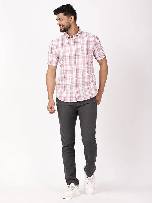 Men's Check Half Sleeves Cotton Shirt - Image 5