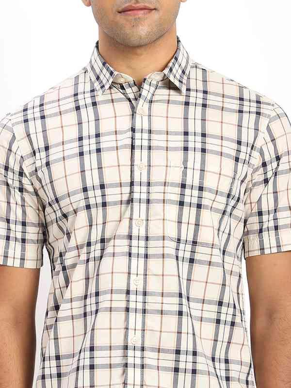 Men's Check Half Sleeves Cotton Shirt - Image 3