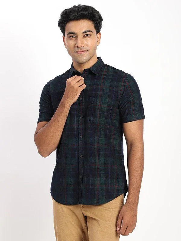 Men's Check Half Sleeves Cotton Shirt