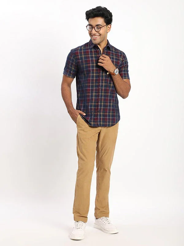 Men's Check Half Sleeves Cotton Shirt - Image 10