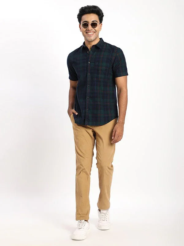 Men's Check Half Sleeves Cotton Shirt - Image 5