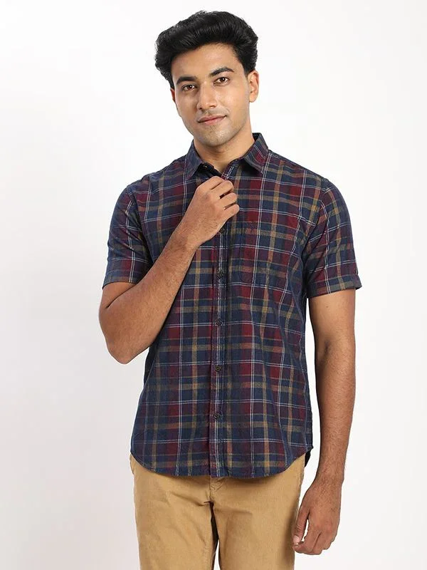 Men's Check Half Sleeves Cotton Shirt - Image 6