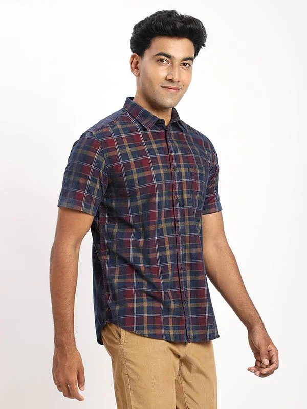 Men's Check Half Sleeves Cotton Shirt - Image 7