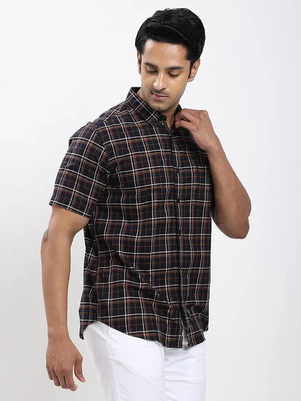 Men's Check Half Sleeves Cotton Shirt - Image 2