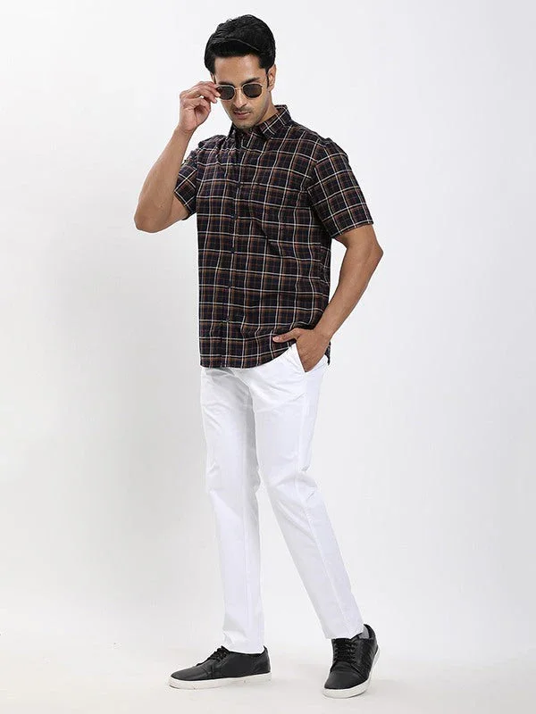 Men's Check Half Sleeves Cotton Shirt - Image 5