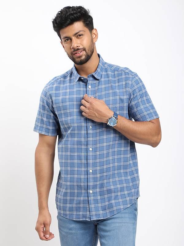Men's Check Half Sleeves Cotton Shirt