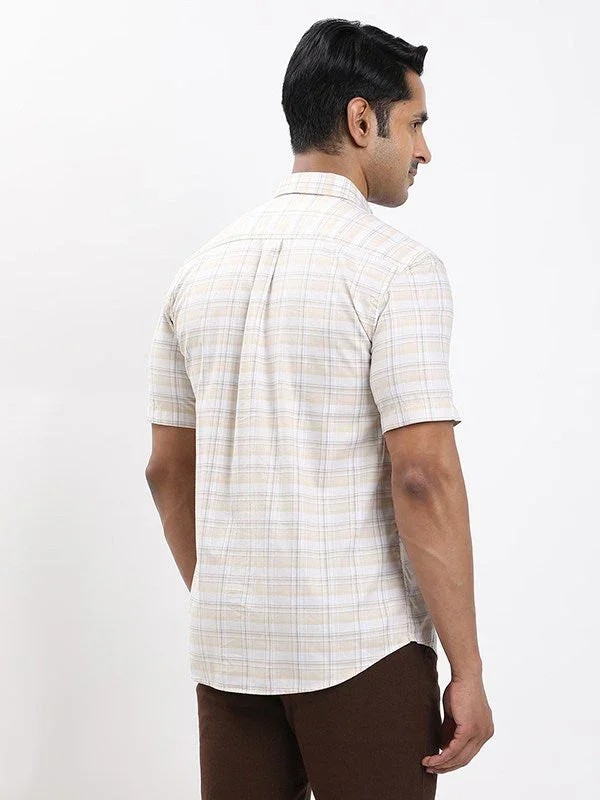 Men's Check Half Sleeves Cotton Shirt - Image 4