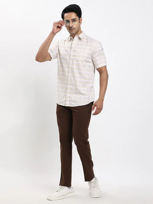 Men's Check Half Sleeves Cotton Shirt - Image 5