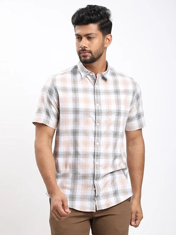 Men's Check Half Sleeves Cotton Shirt