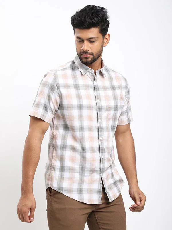 Men's Check Half Sleeves Cotton Shirt - Image 2