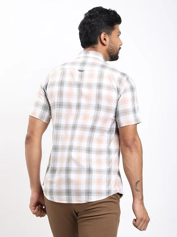 Men's Check Half Sleeves Cotton Shirt - Image 4