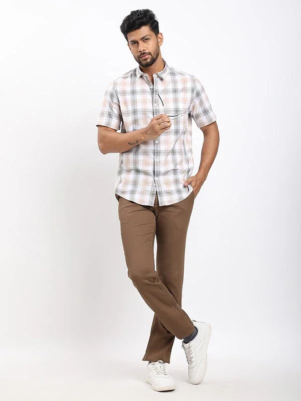 Men's Check Half Sleeves Cotton Shirt - Image 5