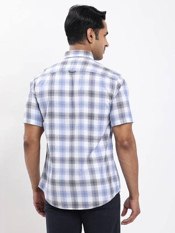 Men's Check Half Sleeves Cotton Shirt - Image 9