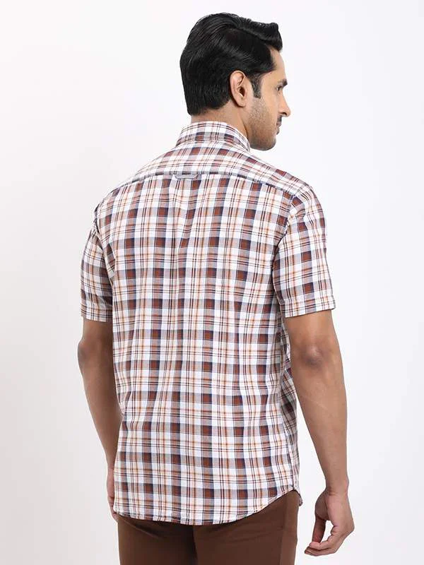 Men's Check Half Sleeves Cotton Shirt - Image 4