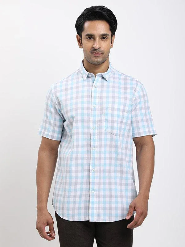 Men's Check Half Sleeves Cotton Shirt