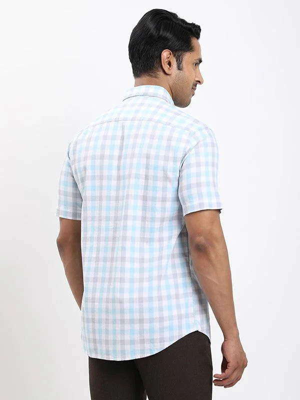 Men's Check Half Sleeves Cotton Shirt - Image 4