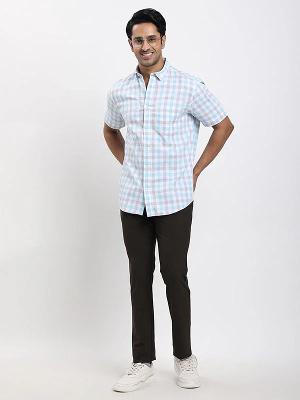 Men's Check Half Sleeves Cotton Shirt - Image 5
