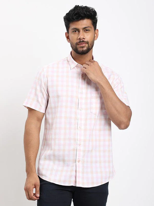Men's Check Half Sleeves Cotton Shirt - Image 6