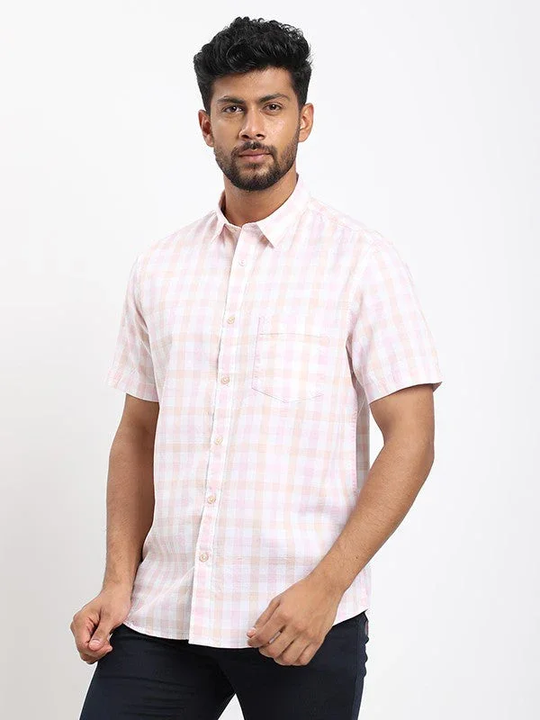Men's Check Half Sleeves Cotton Shirt - Image 7