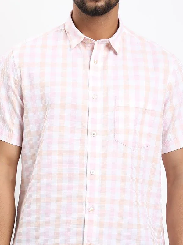 Men's Check Half Sleeves Cotton Shirt - Image 8