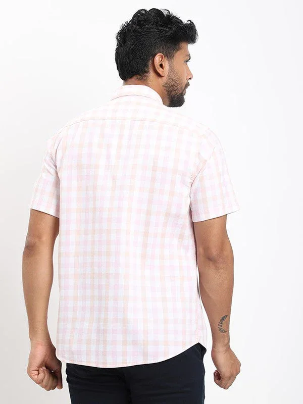 Men's Check Half Sleeves Cotton Shirt - Image 9