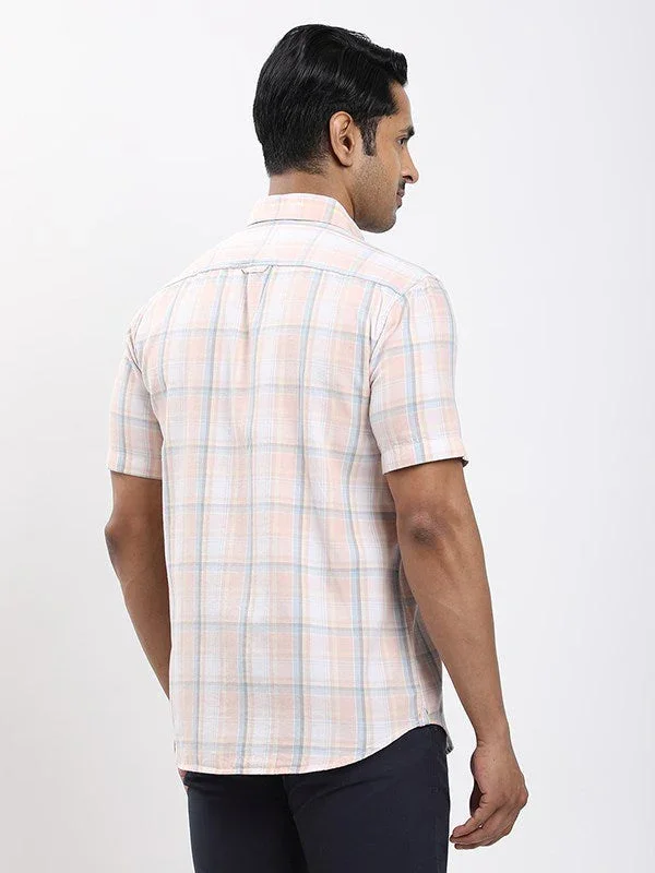 Men's Check Half Sleeves Cotton Shirt - Image 4