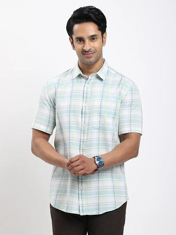 Men's Check Half Sleeves Cotton Shirt - Image 6