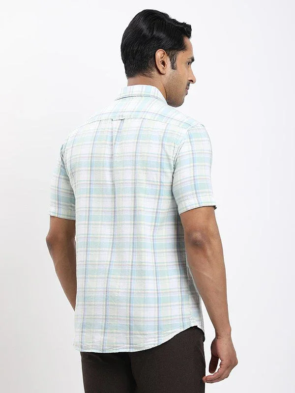 Men's Check Half Sleeves Cotton Shirt - Image 9