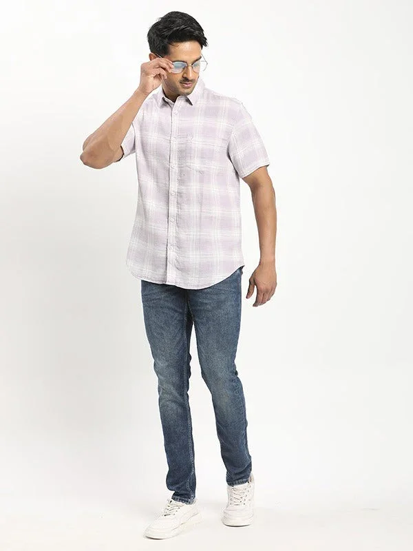 Men's Check Half Sleeves Cotton Shirt - Image 4