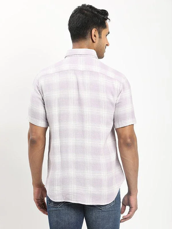 Men's Check Half Sleeves Cotton Shirt - Image 5