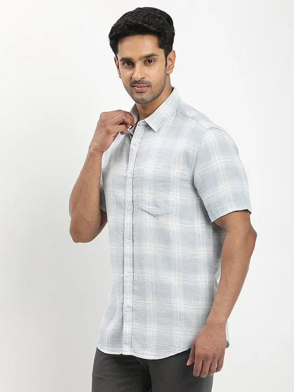 Men's Check Half Sleeves Cotton Shirt - Image 7