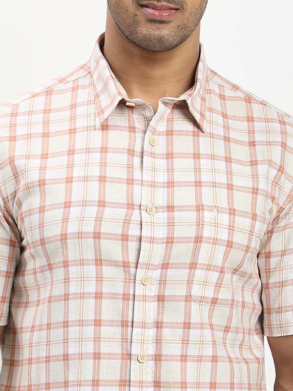 Men's Check Half Sleeves Cotton Shirt - Image 3