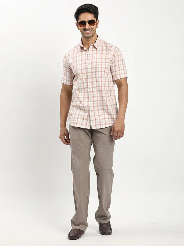 Men's Check Half Sleeves Cotton Shirt - Image 4