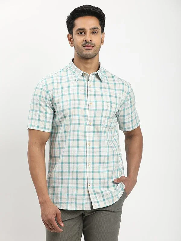 Men's Check Half Sleeves Cotton Shirt - Image 6