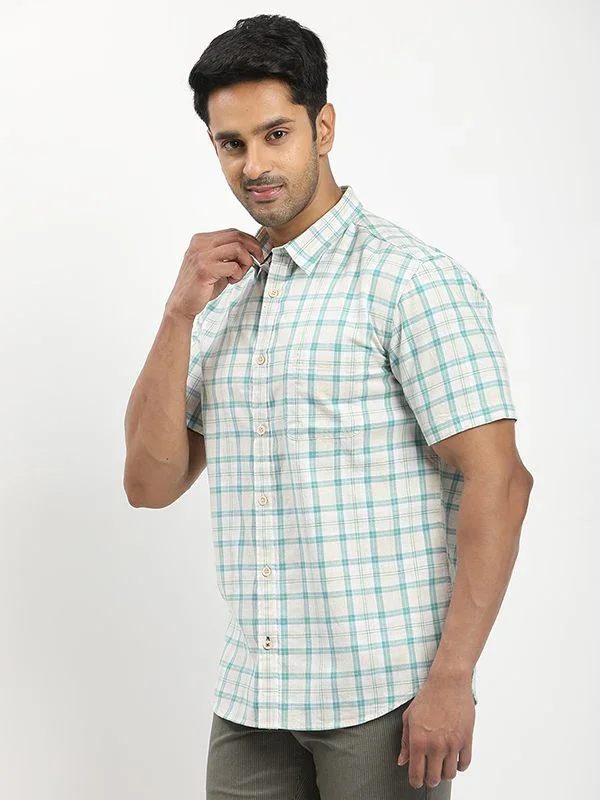 Men's Check Half Sleeves Cotton Shirt - Image 7
