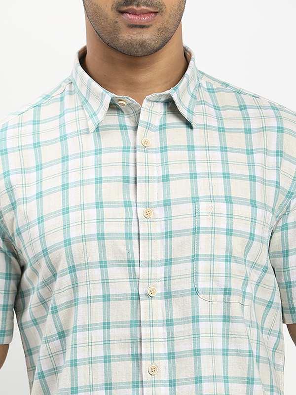 Men's Check Half Sleeves Cotton Shirt - Image 8
