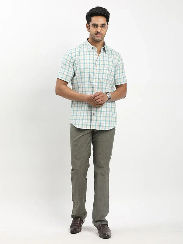 Men's Check Half Sleeves Cotton Shirt - Image 9