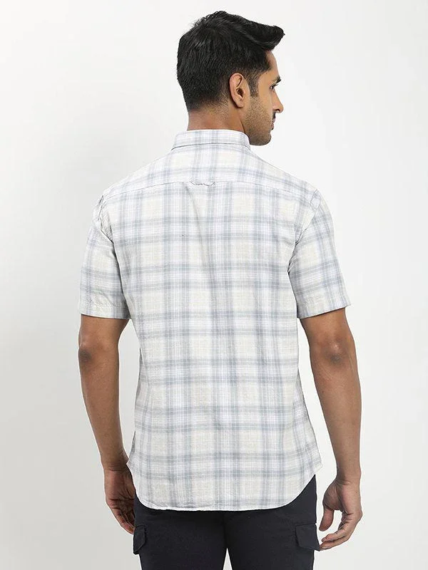 Men's Check Half Sleeves Cotton Shirt - Image 5