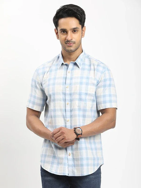 Men's Check Half Sleeves Cotton Shirt - Image 6