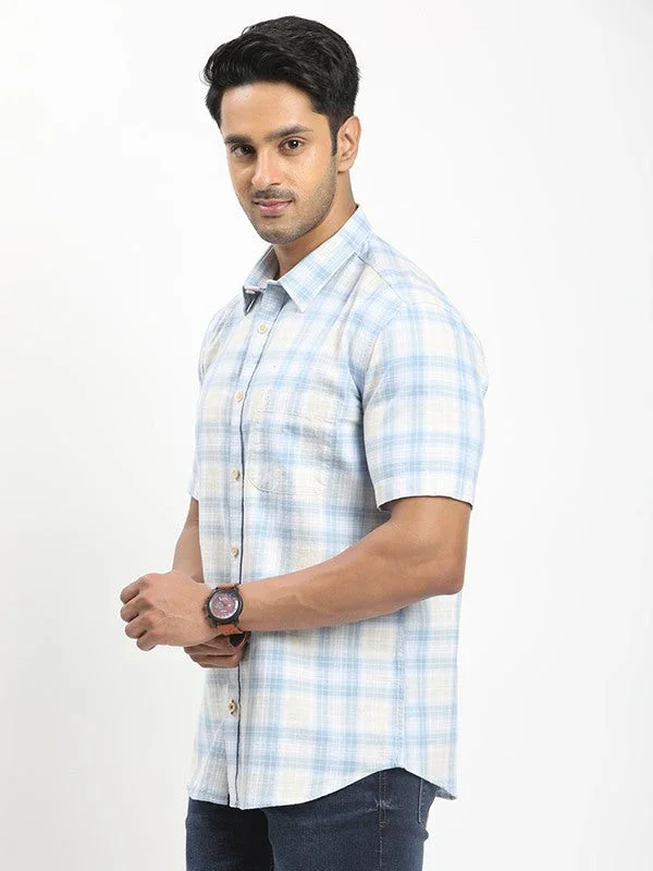 Men's Check Half Sleeves Cotton Shirt - Image 7