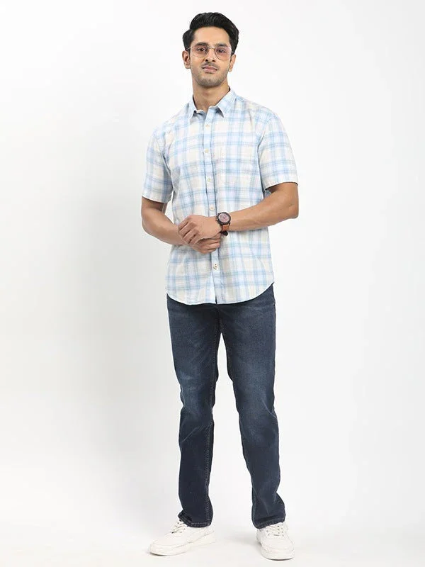 Men's Check Half Sleeves Cotton Shirt - Image 9