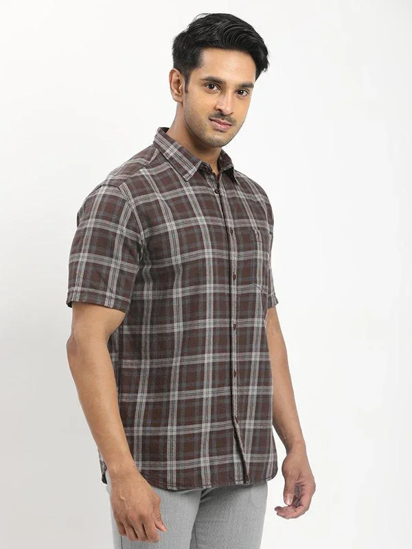 Men's Check Half Sleeves Cotton Shirt - Image 2