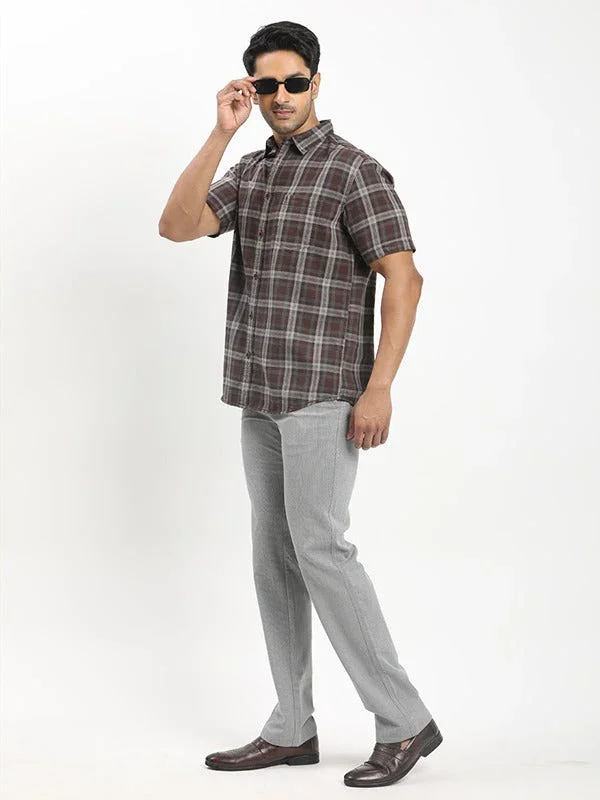 Men's Check Half Sleeves Cotton Shirt - Image 4