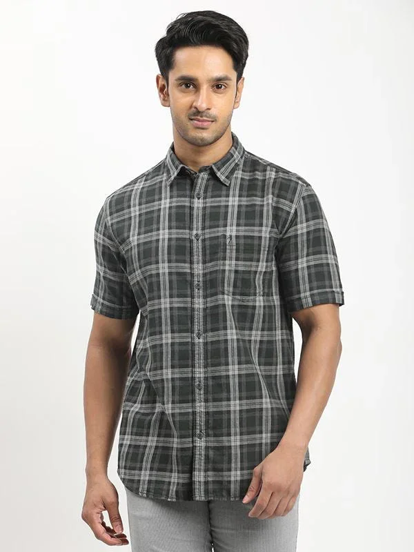 Men's Check Half Sleeves Cotton Shirt - Image 6