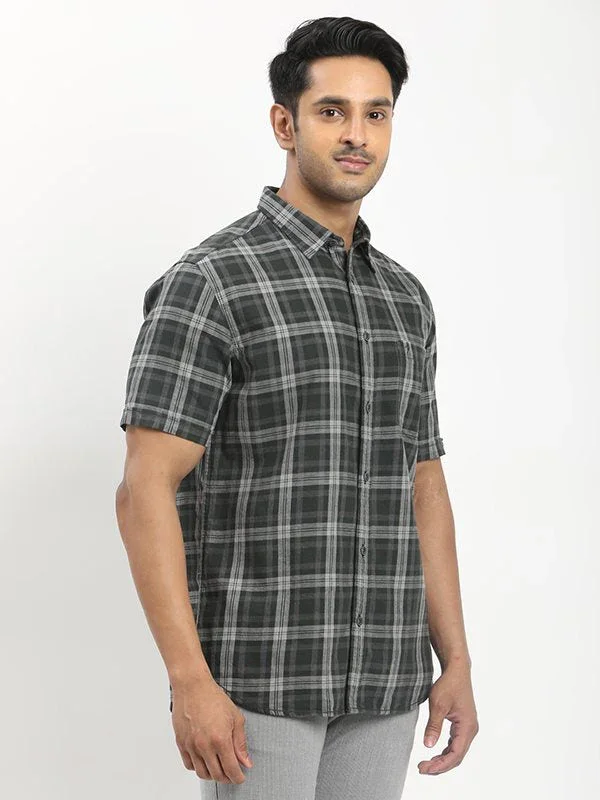 Men's Check Half Sleeves Cotton Shirt - Image 7