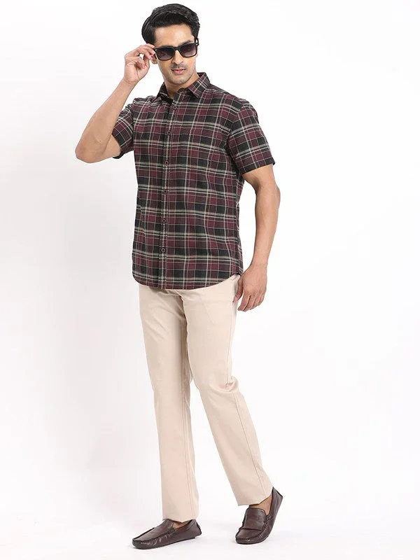 Men's Check Half Sleeves Cotton Shirt - Image 10