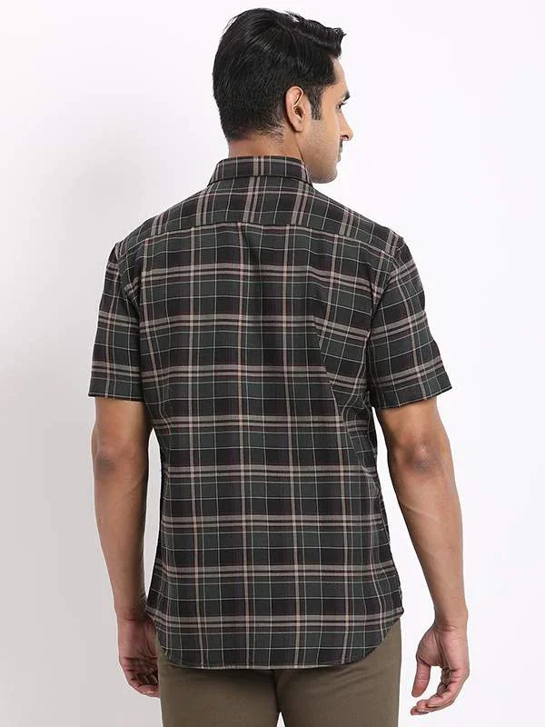 Men's Check Half Sleeves Cotton Shirt - Image 4