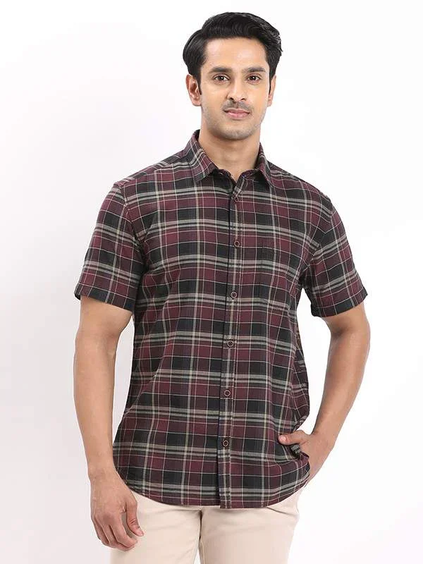 Men's Check Half Sleeves Cotton Shirt - Image 6