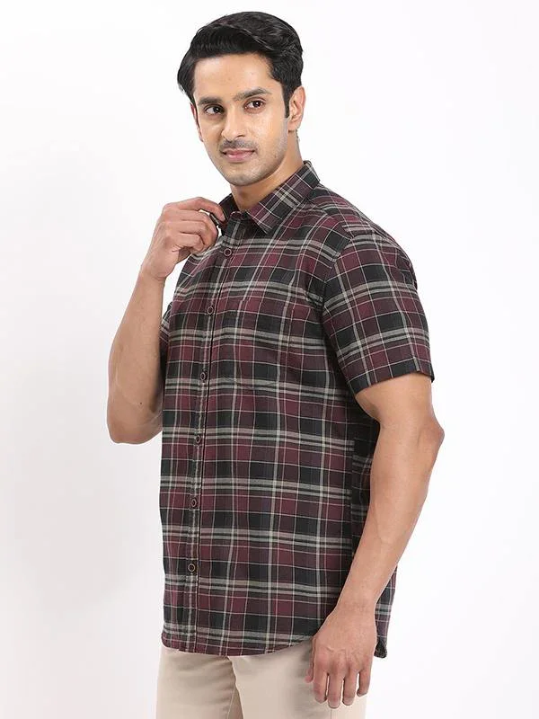 Men's Check Half Sleeves Cotton Shirt - Image 7