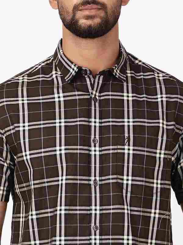 Men's Check Half Sleeves Cotton Stretch Shirt - Image 3